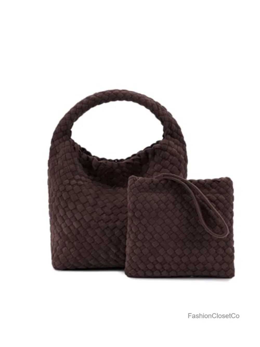 Suede Hobo Bag for Women, Retro Slouchy Tote with Small Pouch Purse, Woven